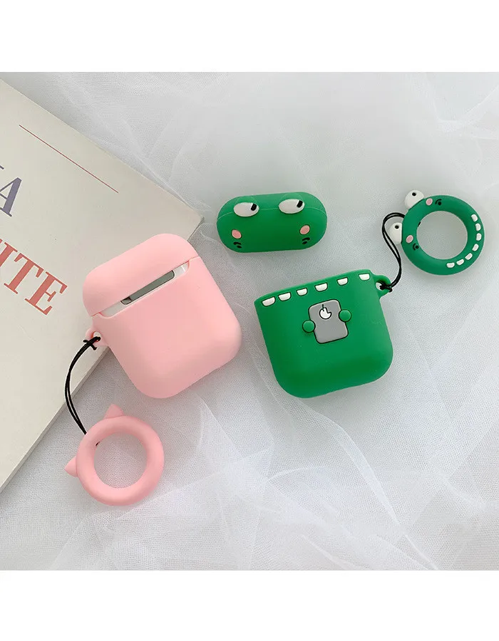 Новинка хит продаж милый мультяшный чехол для наушников Airpods Apple защитный лягушка