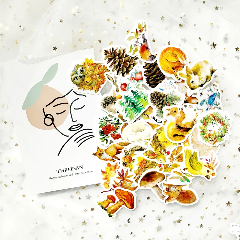 40 шт./упак. VSCO желтая милая белка милые наклейки с животными Осенние канцелярские