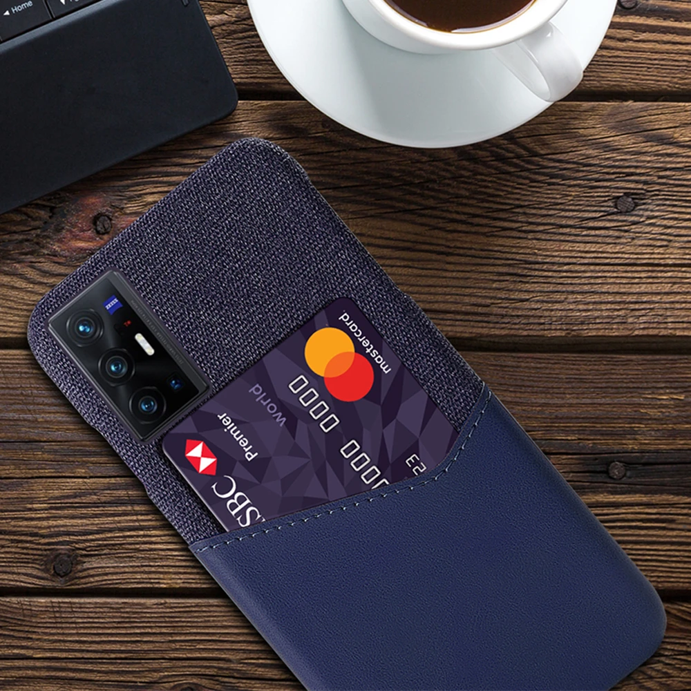 

Febric Card Holder Cover For VIVO X70 Pro Plus Pro+ Funda Cloth Texture PU Antiskid Case For Vivo X 70 X70pro Plus 5G Capa Coque