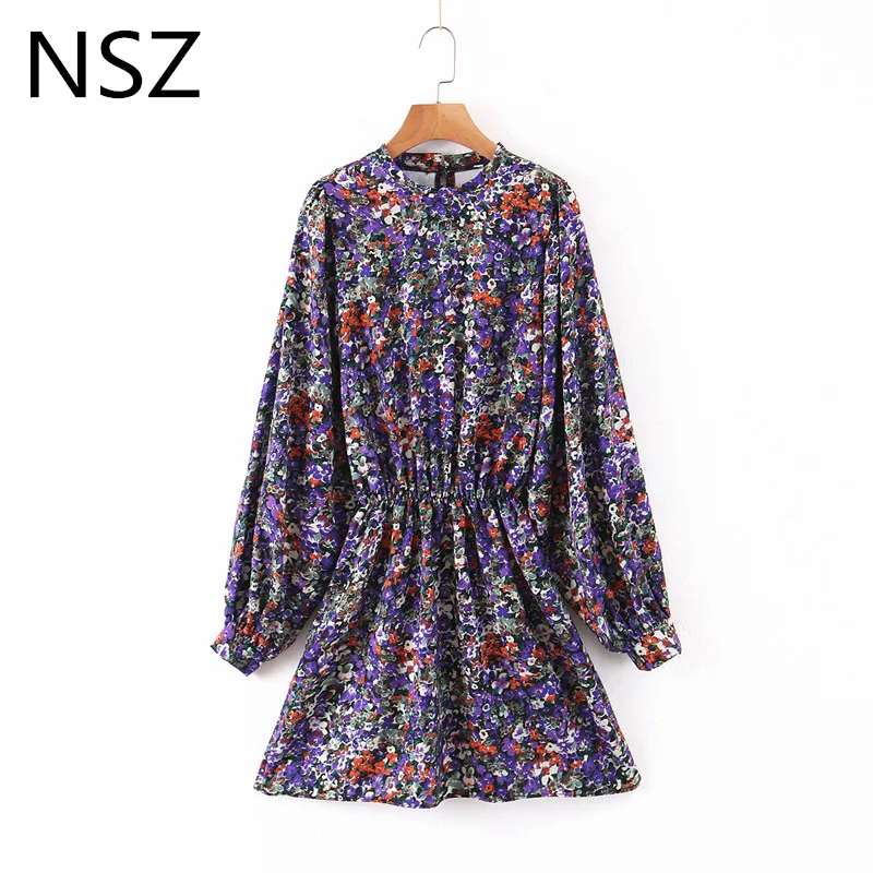 Женское платье туника с цветочным принтом NSZ свободное повседневное короткое