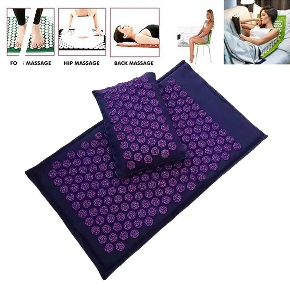 

Acupressure Mat Massage Mat and Pillow Set Yoga Acupuncture Body Cushion Muscle Pain Neck Massage Back Mat Relieve J3Q3