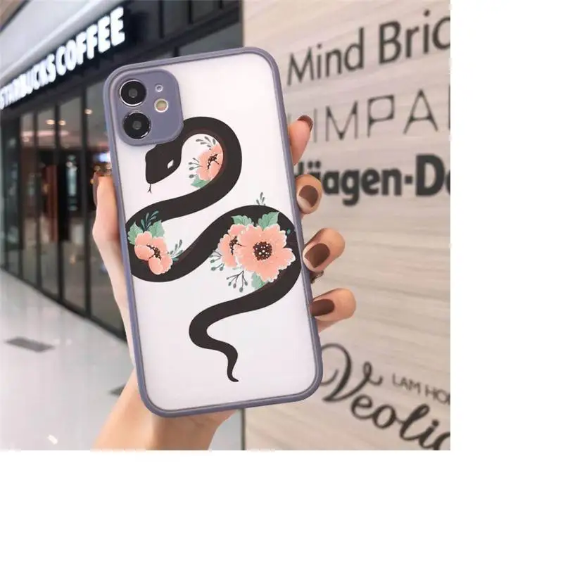 

Snake art cartoon pattern Phone Cases matte transparent For iphone 7 8 11 12 plus mini x xs xr pro max luxury shell cover