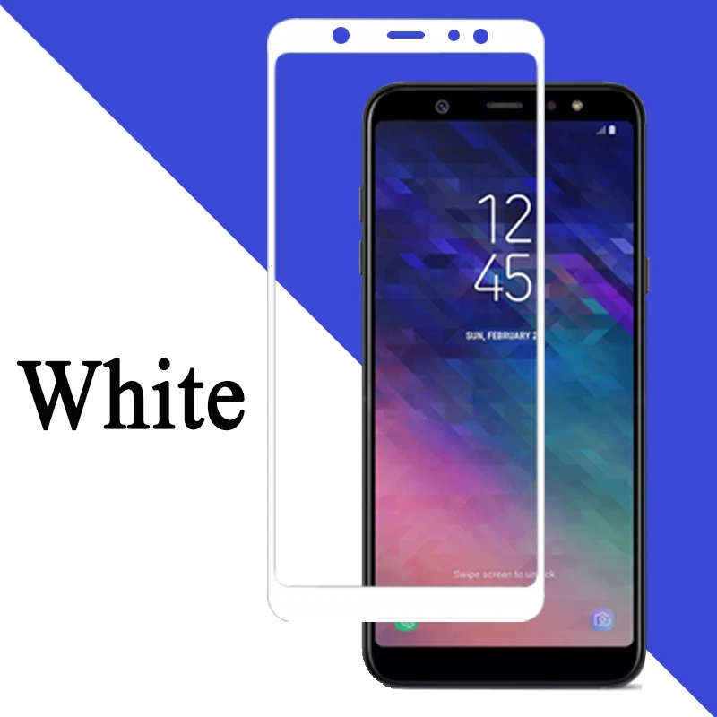 Защитное стекло для samsung galaxy a6, защитная пленка для экрана samsyng galax a 6 plus, закаленное армированное покрытие sansung tremp, чехол - Цвет: White
