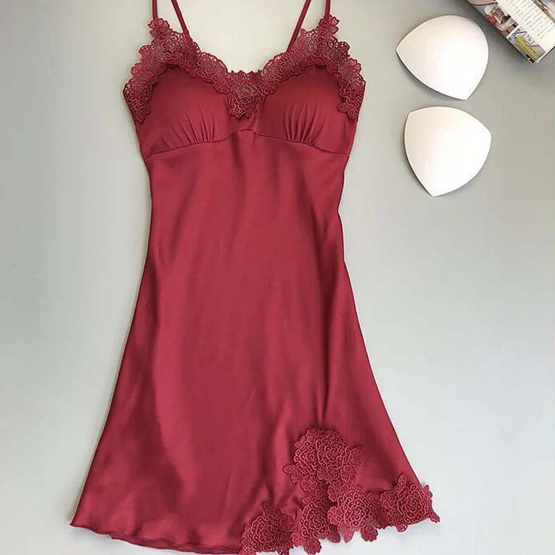 Sexy Lace Lingerie Women Sleepwear Lace Chemise Satin Slip Silk Robe Babydoll Nightgown Kimono Bathrobe Gown Casual Home Clothes