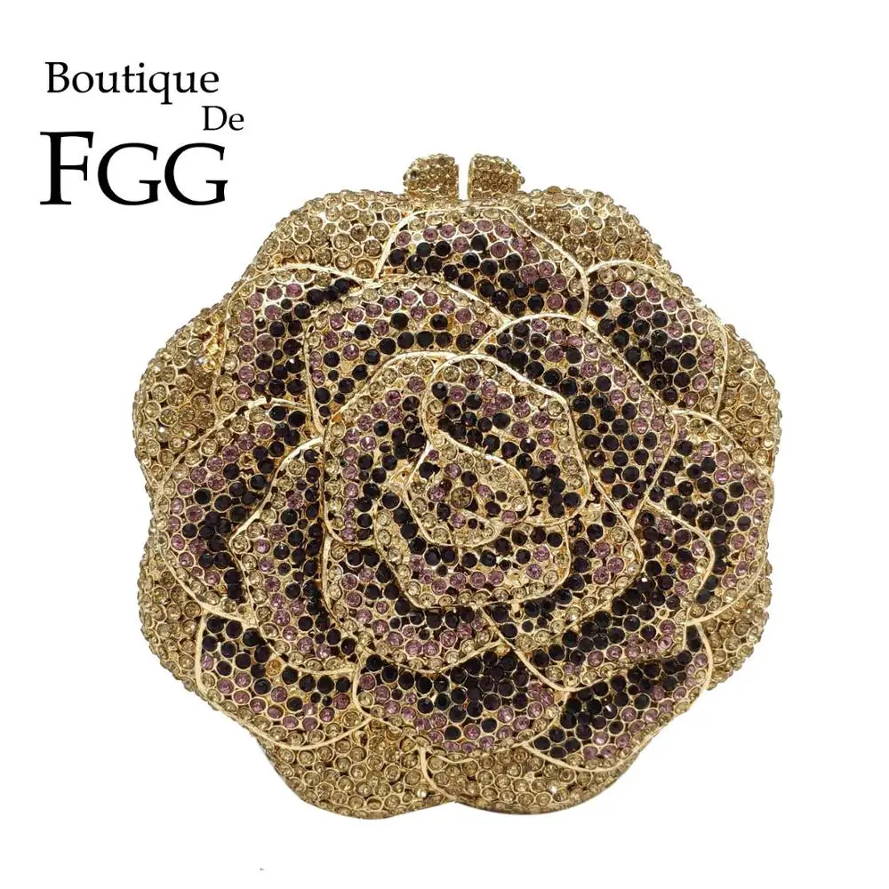 Женский клатч с фиолетовыми цветами Boutique De FGG вечерняя сумочка стразы стразы| |