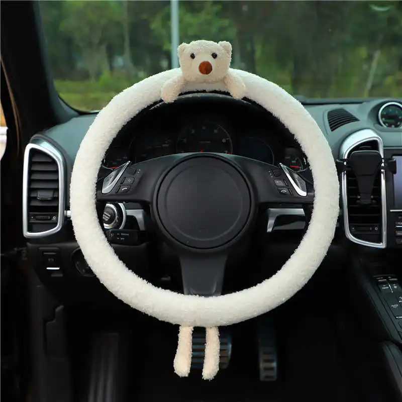 

Universal 38cm Car Steering Sheel Cover for Women Girl Lovely Cute Cartoon Plush Fashion Warm Internal Accessories Car-styling