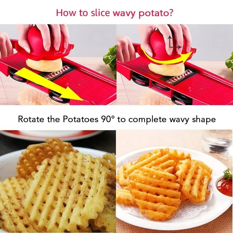 для кухни Многофункциональная овощерезка со стальным лезвием Mandoline слайсер