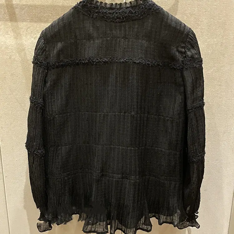 Блузка женская с воротником на пуговицах Свободный кардиган длинным рукавом