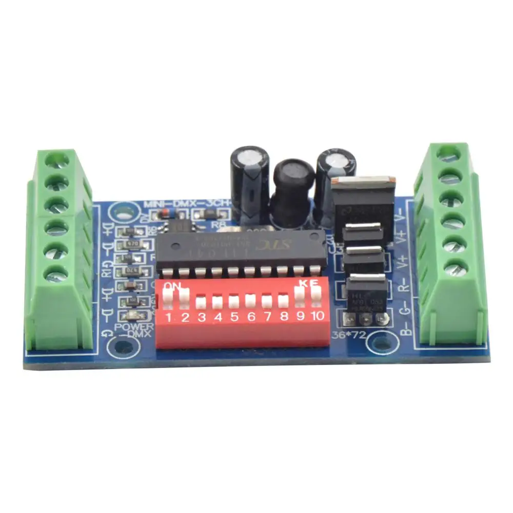 3CH легкий dmx контроллер MINI-DMX-3CH-V1 субминиатюрный RGB светодиодный dmx512 декодер DC5V-24V