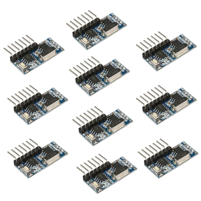 

10PCS 433Mhz RF Receiver Learning Code Decoder Module 433 Mhz Wireless 4-Channel Output for Remote Controls Encoding