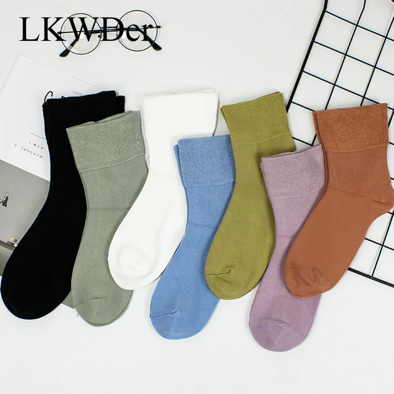 

LKWDer 5 Pairs Women's Modal Loose Mouth Socks Middle-Aged Cotton Socks Fashion Soft Comfort Breathable Stretch Socks Female Sox