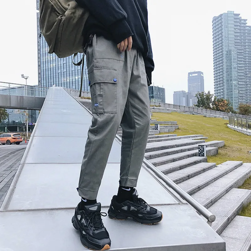 

Men Pants Autumn All Match Full-length Cargo Pant Trendy Mens High Fashion Korean Style Streetwear Males Sweatpants Loose Chic
