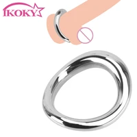 metal cock ring scrotum ball stretcher penis bondage chastity lock delay ejaculation stainless steel sex toys for men adult game
