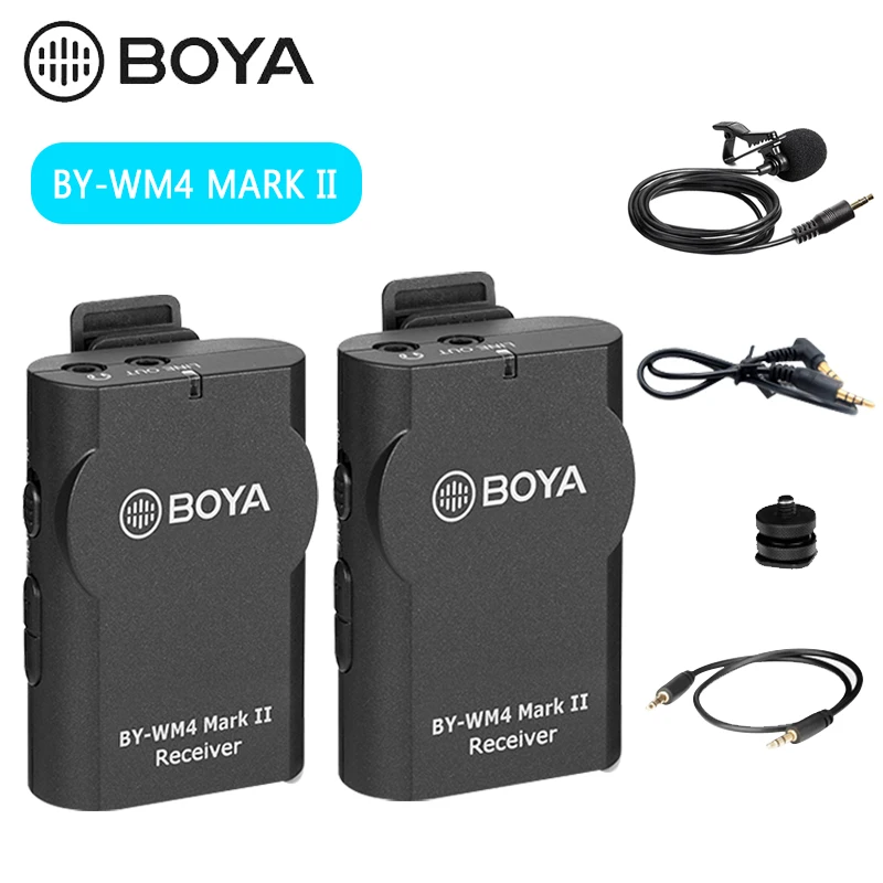 Беспроводной микрофон BOYA от WM4 Mark II Lavalier Система микрофона всенаправленная по 2