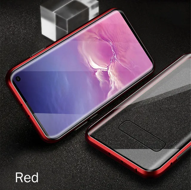 red 360 Полный Чехол передняя металлическая рамка+ Задняя стеклянная Магнитная откидная крышка чехол для samsung Galaxy A20 A30 A50 A70 чехол на 30 70 50 a20 - Цвет: red
