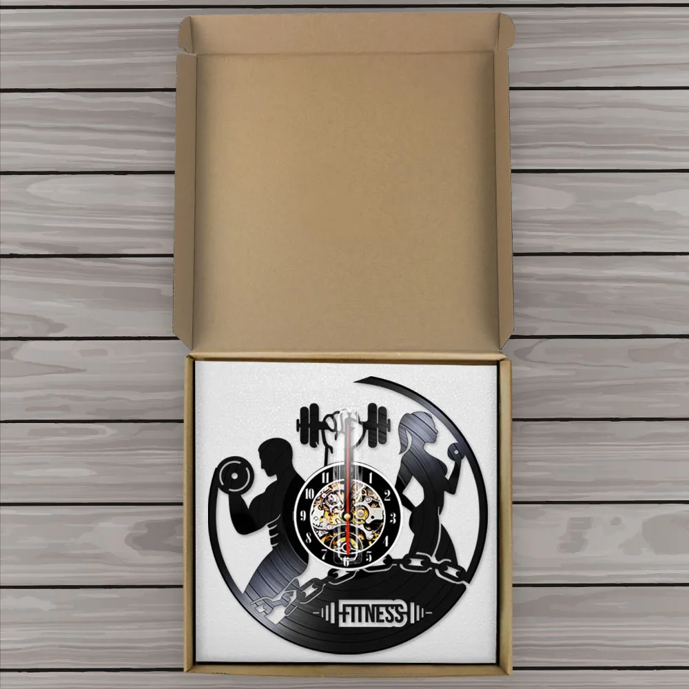 Фитнес виниловые часы для записи спорт бодибилдинга здоровья ручной работы