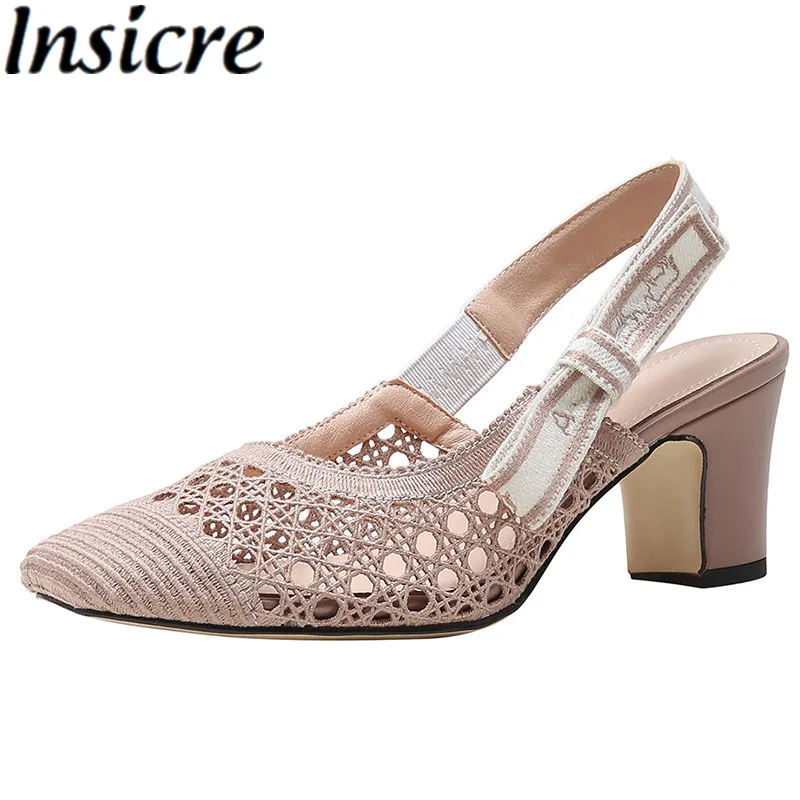 

Сандалии Insicre женские шерстяные, босоножки на высоком каблуке, с квадратным носком, с вырезами, с бантом-бабочкой, ручная работа, лето 2021