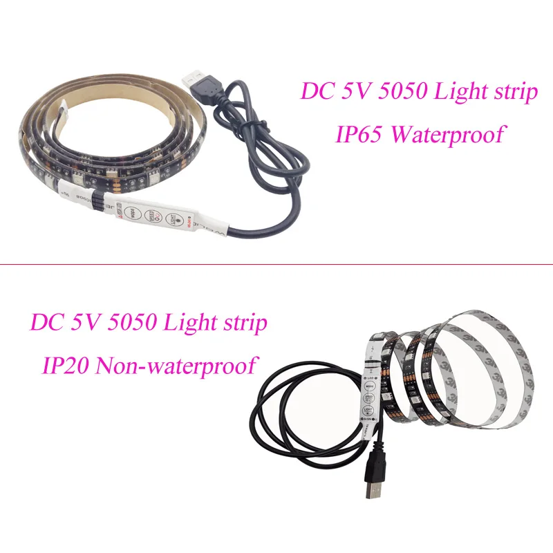 USB Светодиодная лента 5050 RGB гибкий светодиодный светильник DC5V изменяемый Цвет ТВ
