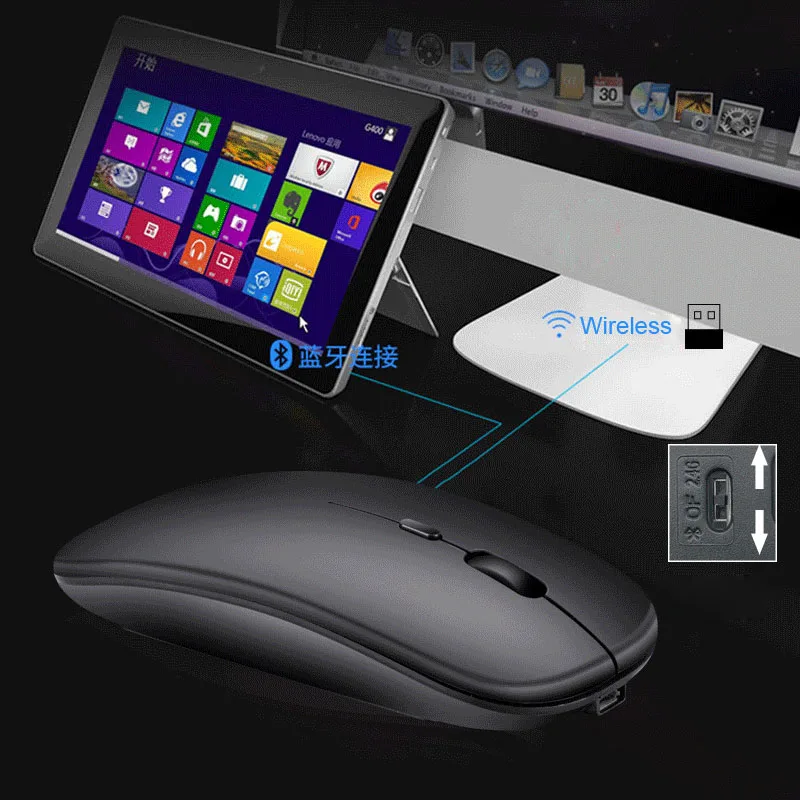 new dual mode bluetooth compatible wireless computer slim mouse gaming pc mini laptop usb mice computer accessories desktop free global shipping