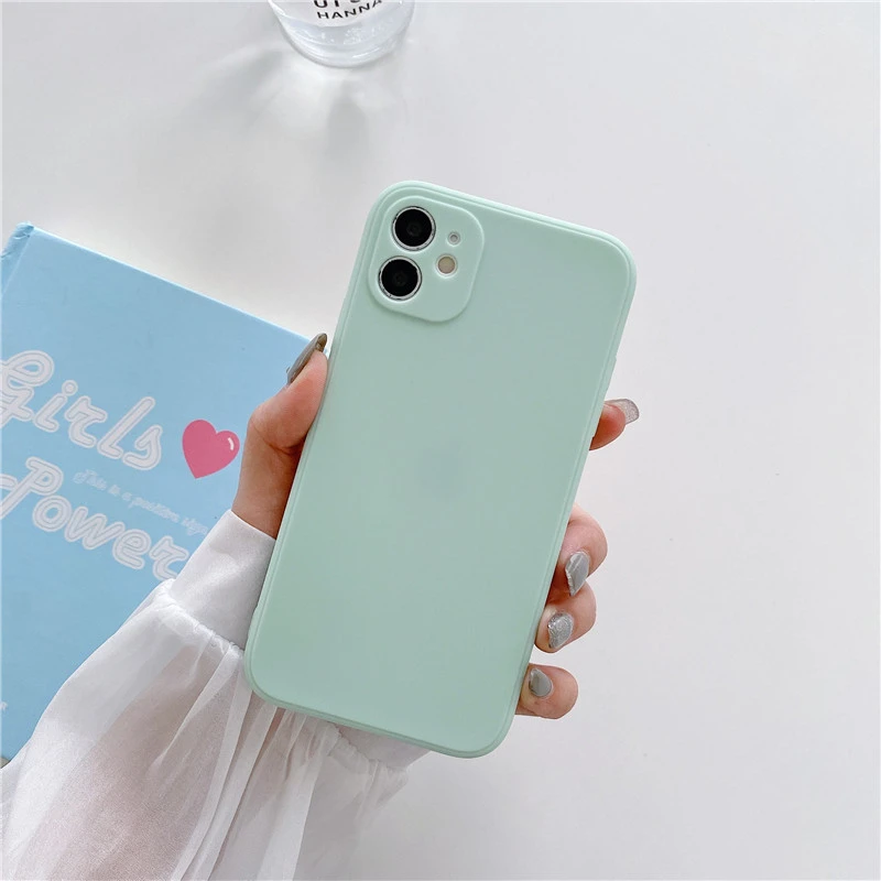 Простой матовый квадратный силиконовый чехол для iPhone 13 12 Pro Max Mini 11 X Xr Xs 8 7 Plus SE 2020 6