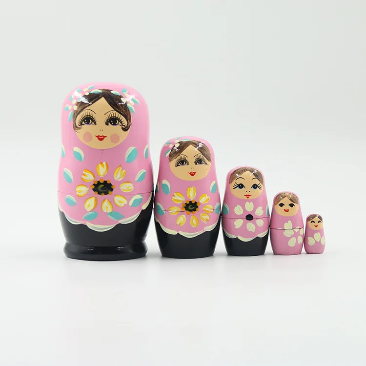 5 Layers Matryoshka Doll Wooden Strawberry Girls Russian Nesting Dolls for Baby Children Gifts Toy Ornaments Home Decor