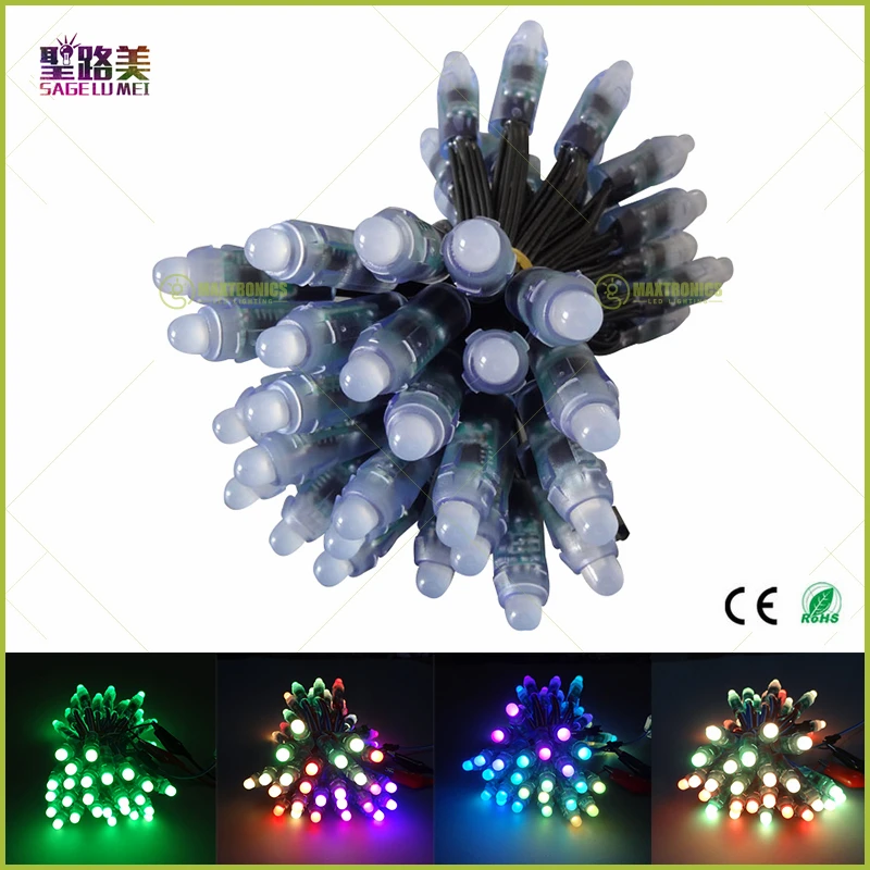 50pcs/unit IP68 Waterproof LED Pixel Module DC5V WS2811 Black/Green/White/RGB Wire String Lights Christmas Holiday Addressable | Лампы и
