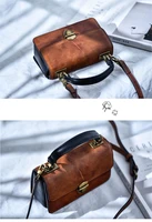 Retro original stereotypes retro genuine leather mini messenger handbags tide multi-compartment contrast color mini bag