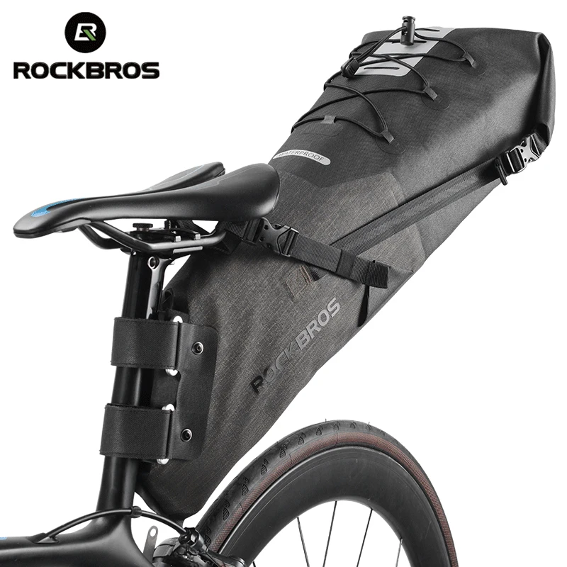 

ROCKBROS Bicycle Bag Waterproof Reflective 10L Large Capacity Saddle Bag Cycling Foldable Tail Rear Bag MTB Road Bike Accessorie
