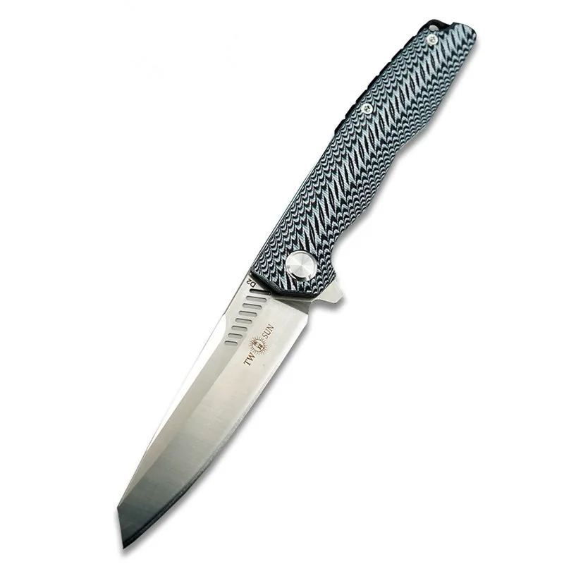 Складные ножи TwoSun TS16G10 D2 карманный Клинок с лезвием Черная рукоятка из G10 клипса