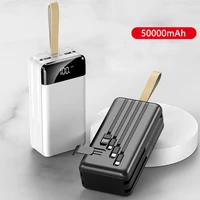 50000mah power bank for iphone xiaomi huawei samsung powerbank built in cables portable charger external battery pack power bank