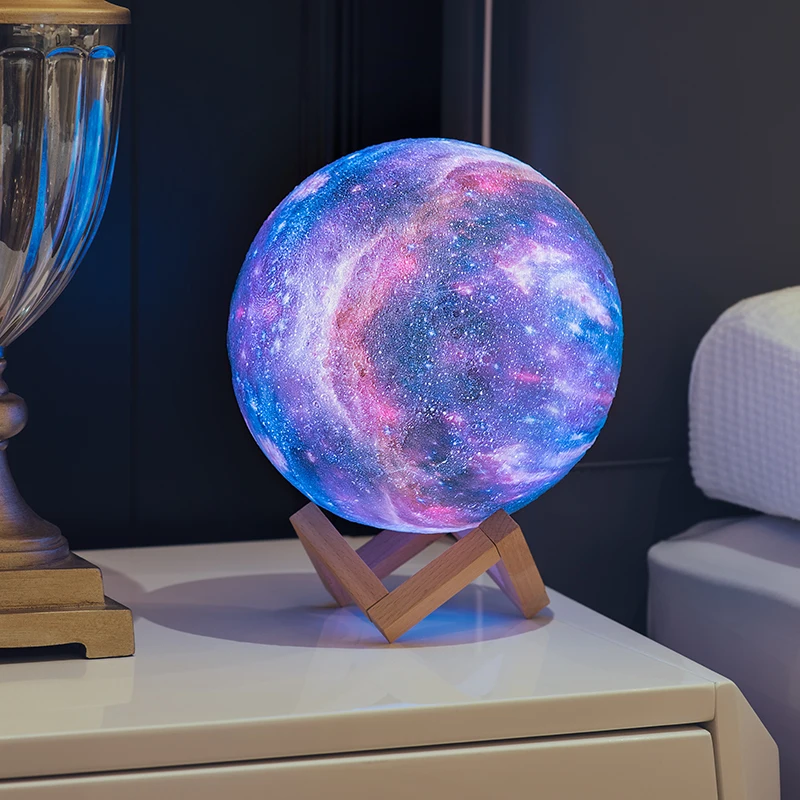 L&aacute;mpara con estampado 3D de galaxia, l&aacute;mpara de Luna, las mejores luces de Navidad, luz nocturna en la habitaci&oacute;n, decoraci&oacute;n de luna y estrella, novedad de 2020, env&iacute;o directo-5