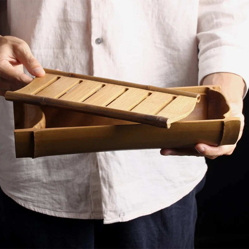 Бамбуковый поднос для чая Gongfu аксессуары церемоний хранилище воды с дренажной