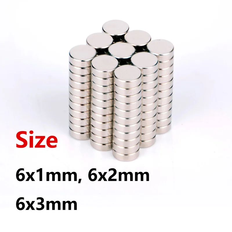 20/50/100PCS/batch 6x1, 6x2, 6x3mm Hot Sale N35 Small Round Magnet Permanent NdFeB Strong Magnet Rare Earth Neodymium Magnet