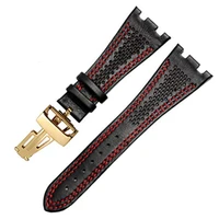 suitable for ap royal oak leather strap first layer cowhide ap male notch bracelet 28mm folding buckle