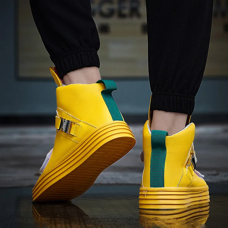 Autumn Winter Yellow Buckle High top Sneakers Men Superstar Comfort Shoes Casual Hip-hop Fashion zapatos hombre |