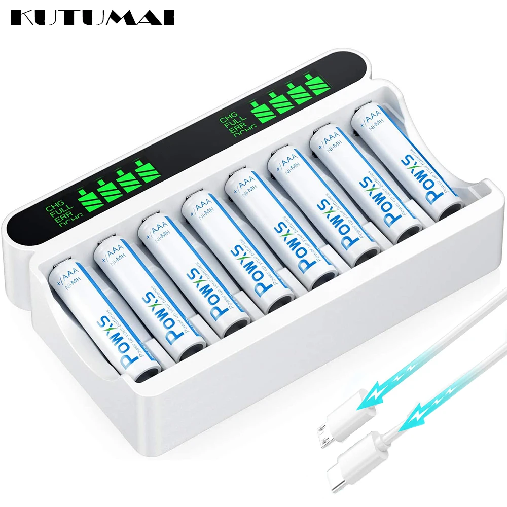 KUTUMAI High-Speed USB 2/4/6/8 Slot Fast Battery Charger for AAA/AA Rechargeable Battery With LED Indicator Ni-MH/Ni-Cd charger