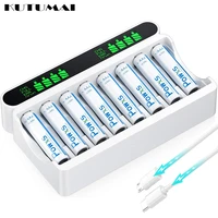 kutumai high speed usb 2468 slot fast battery charger for aaaaa rechargeable battery with led indicator ni mhni cd charger