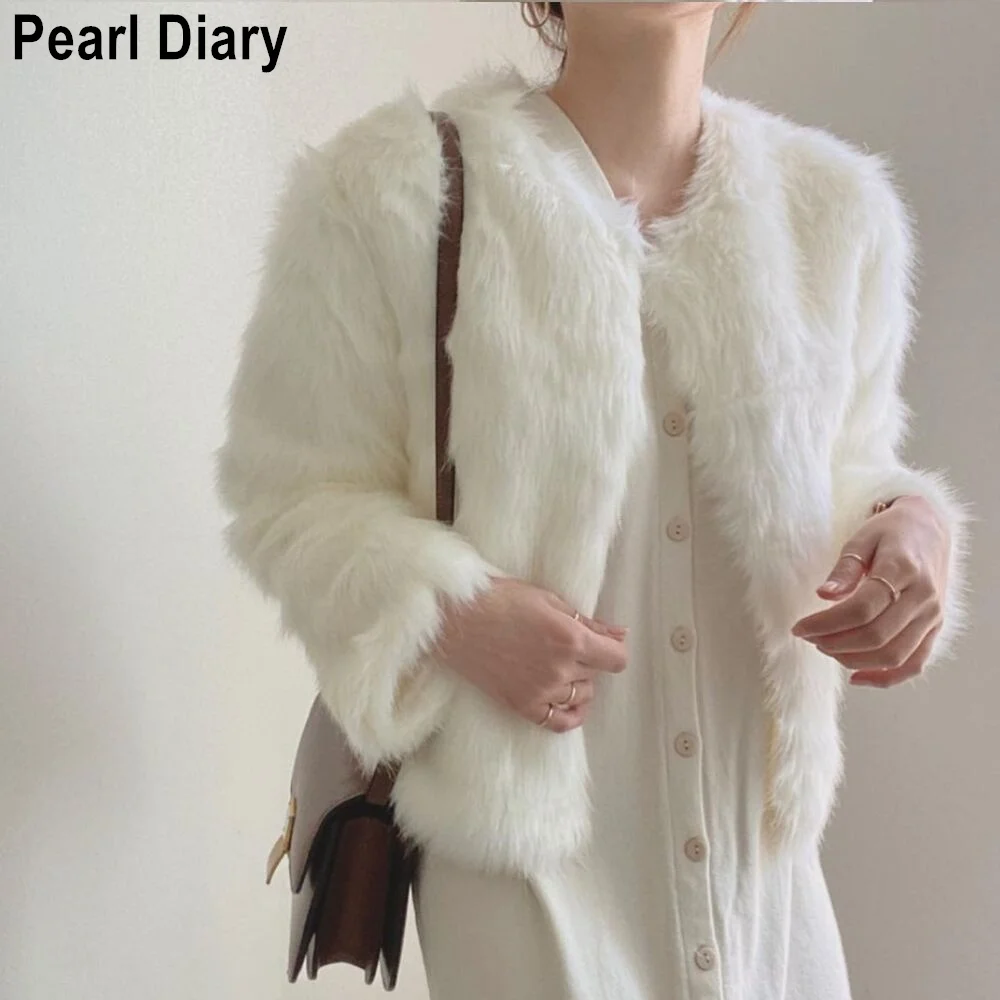 

Корейская модная шикарная зимняя куртка из искусственного меха, женские свободные однотонные осенние женские кардиганы с длинным рукавом, ...