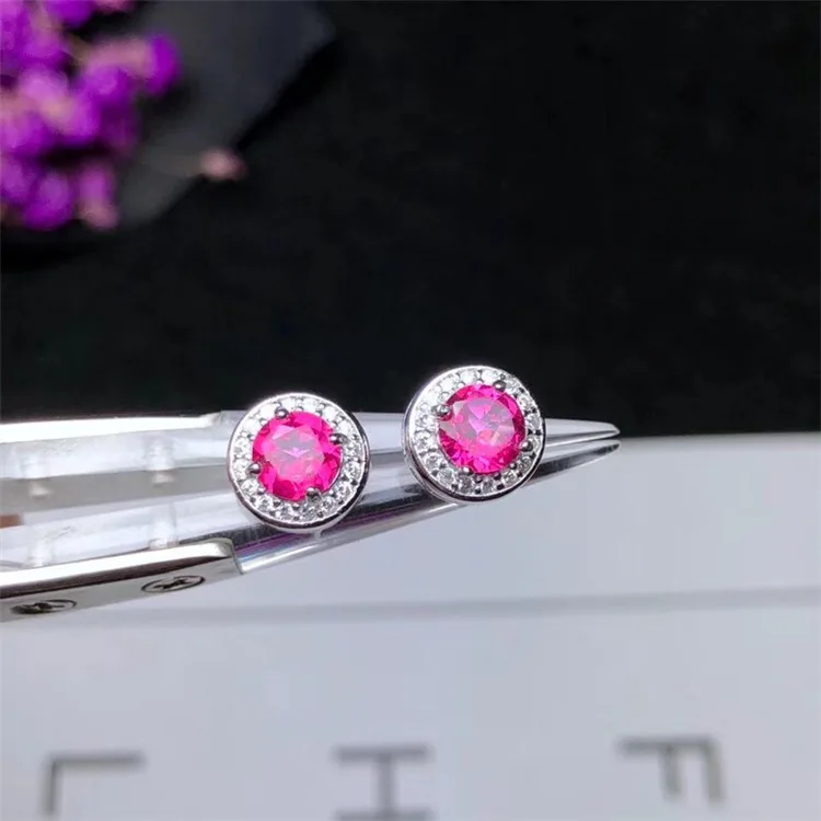 Wanglong 925 пробы серебро натуральный розовый Popaz серьги круглые 5 мм для женщин Цвет ювелирные изделия