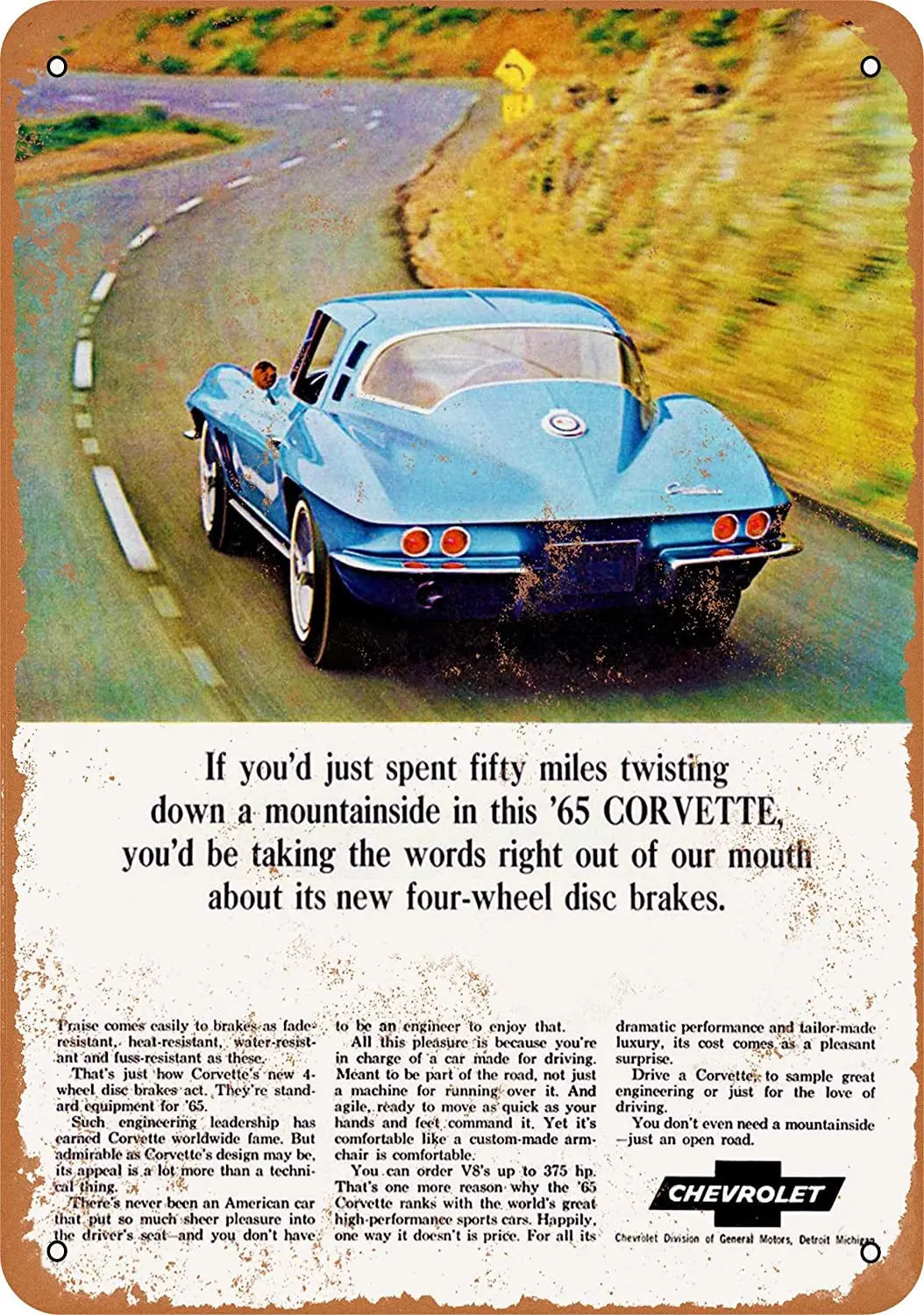 

WallColor 8*12 Metal Sign 1965 Corvette Vintage Look 7