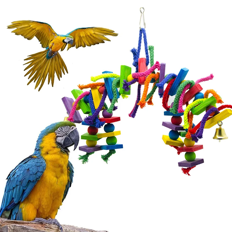 1 шт красочный Попугай попугай дерево ВЕРЕВОЧНАЯ ИГРУШКА деревянная
