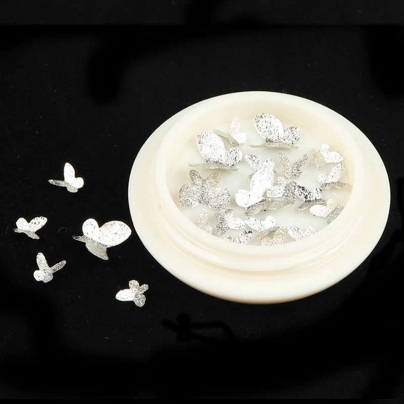 Бабочка Форма наклейки для ногтей с металлическими шипами Золотой Серебряный