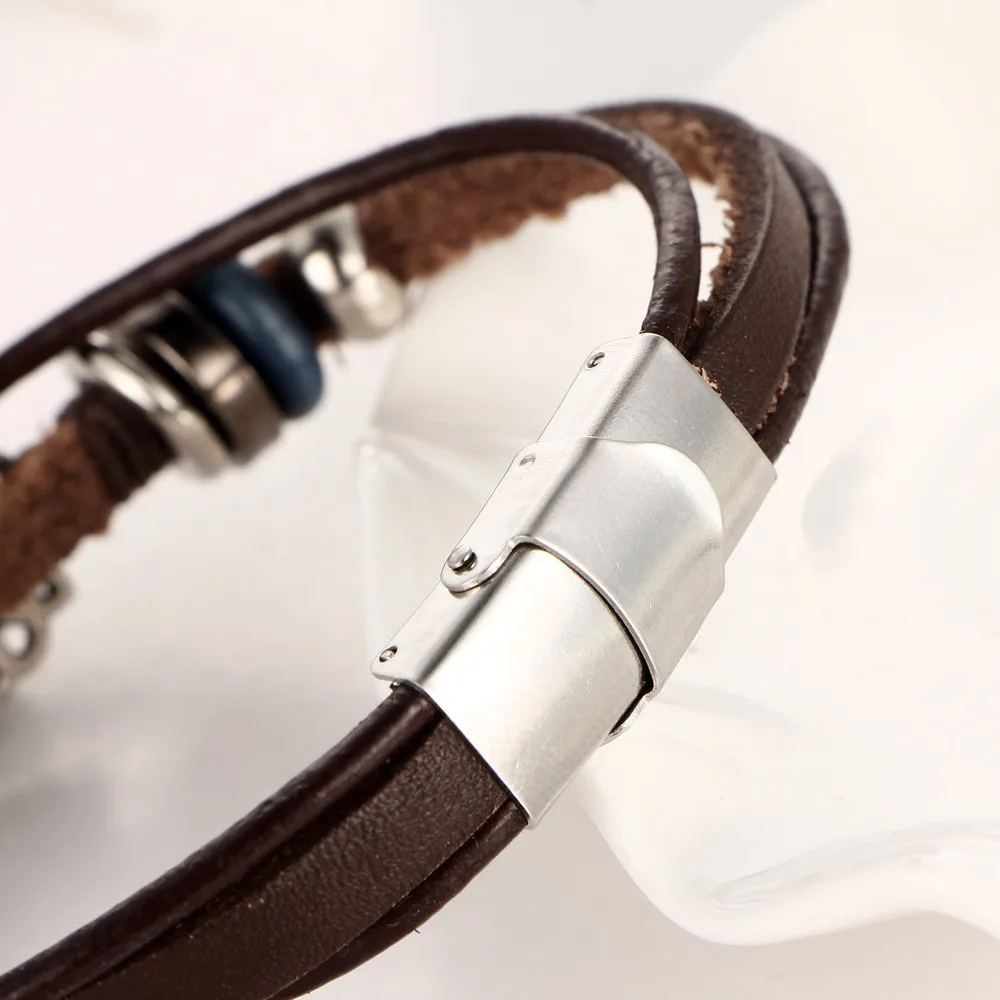 Кожаный браслет креативная Ретро панковские Серьги со вставками в форме овала