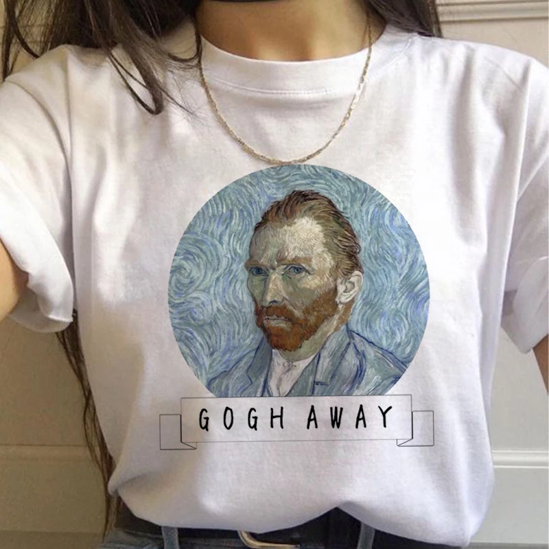 Vincent Van Gogh Harajuku эстетические футболки Женская масляная живопись Ullzang забавная футболка 90s Винтажная футболка модные футболки женские - Цвет: 7451