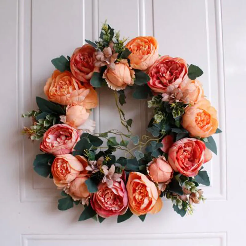 

Artificial Peony Flower Wreath Wedding Door Decorated Hanging Ornaments Garland Wall Background Home Decor High Quality
