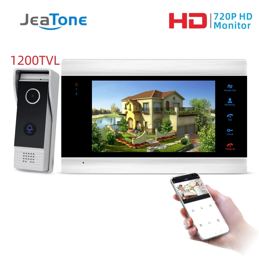 7 дюймов видео дверной звонок Интерком интеллектуальные Проводные WiFi