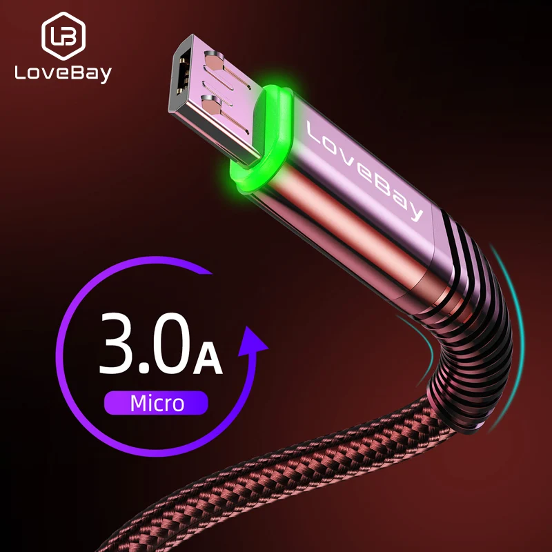 Кабель Micro USB Lovebay 3A кабель передачи данных для быстрой зарядки шнур мобильный