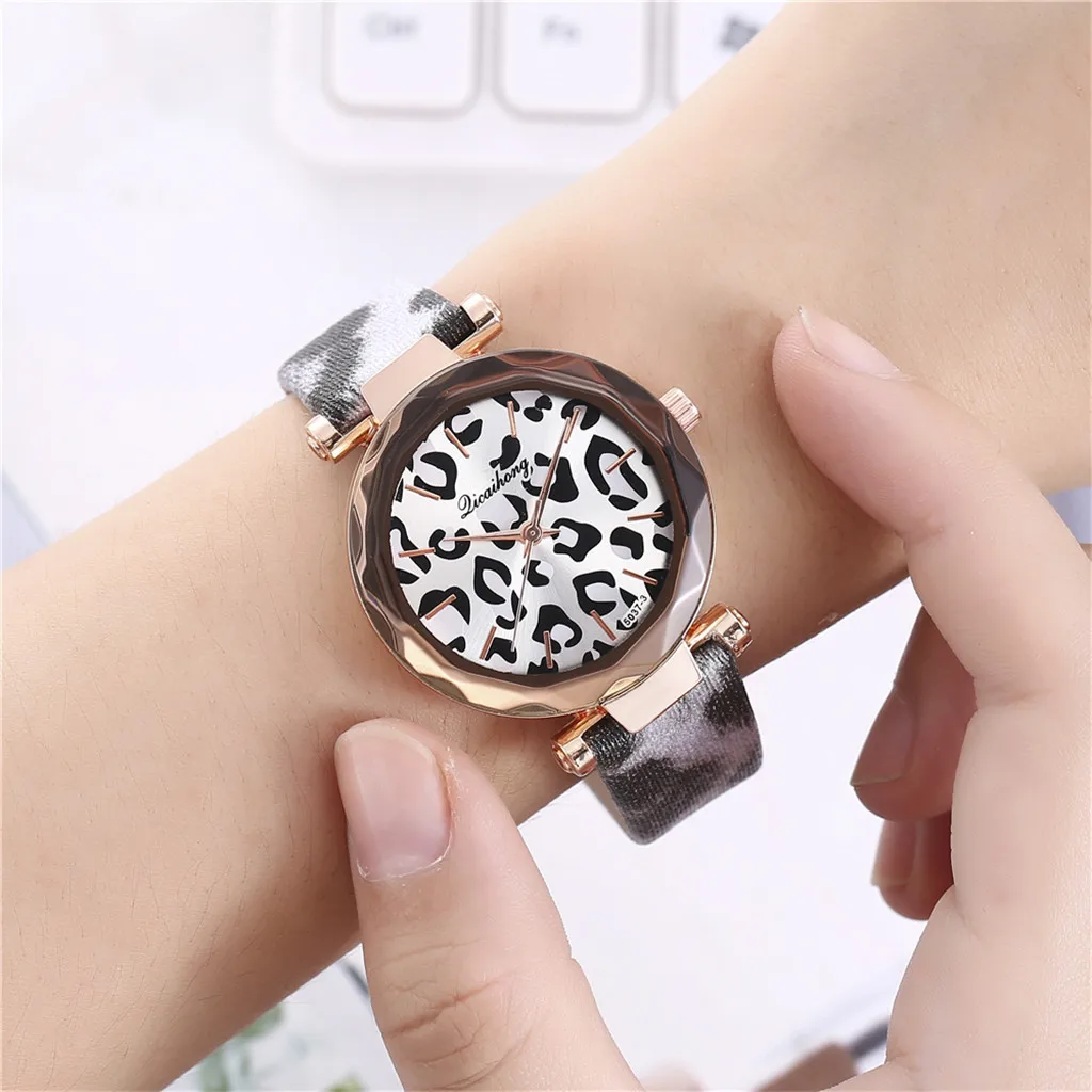 Женские Модные леопардовые наручные часы с ремешком женские часы-браслет |