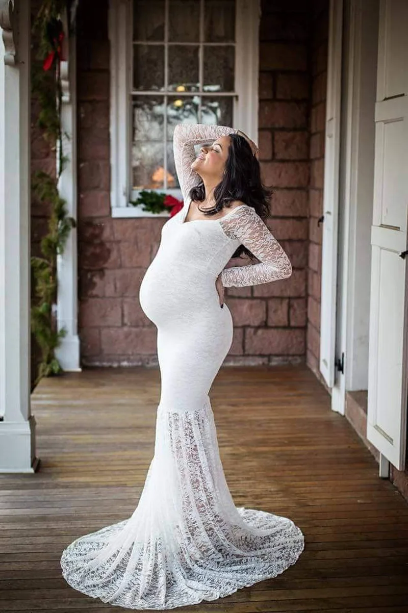 

Lace Coat Maternity Dresses Photography Props Sexy Maternity Clothes Maxi Gown For Photo Shoots Women Pregnancy Dress S-3XL