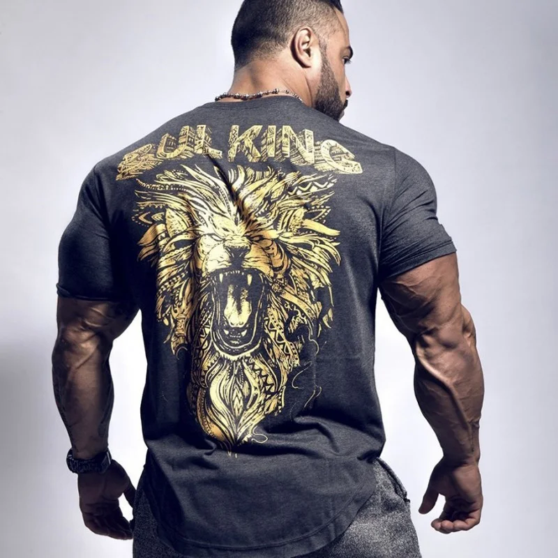 Мужская хлопковая футболка для бега тренажерного зала фитнеса бодибилдинга